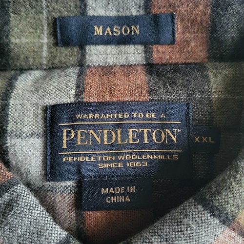 Pendleton Mason Flannel Shirt Men's XXL Rust/Grey Long Sleeve Button Up NWT - Picture 2 of 5