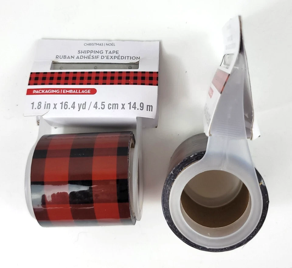 2 rollos de cinta de envío a cuadros de búfalo rojo negro de 1,8 pulgadas x 16,4 yardas artesanías navideñas Foto 3 de 4