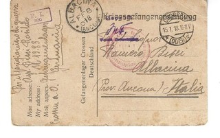 CARTOLINA PRIGIONIERO DI GUERRA GEFANGENENLAGER CROSSEN a. O. TIMBRI TEDESCHI