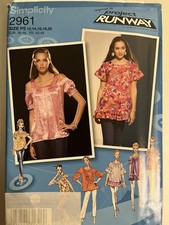 Simplicity 2961 Project Runway Tops Sewing Pattern US Sizes 12-20 UNCUT
