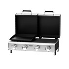 4 Burner Gas Flat Top Grill Griddle Combo with Lid 40000 BTU Camping Outdoor BBQ