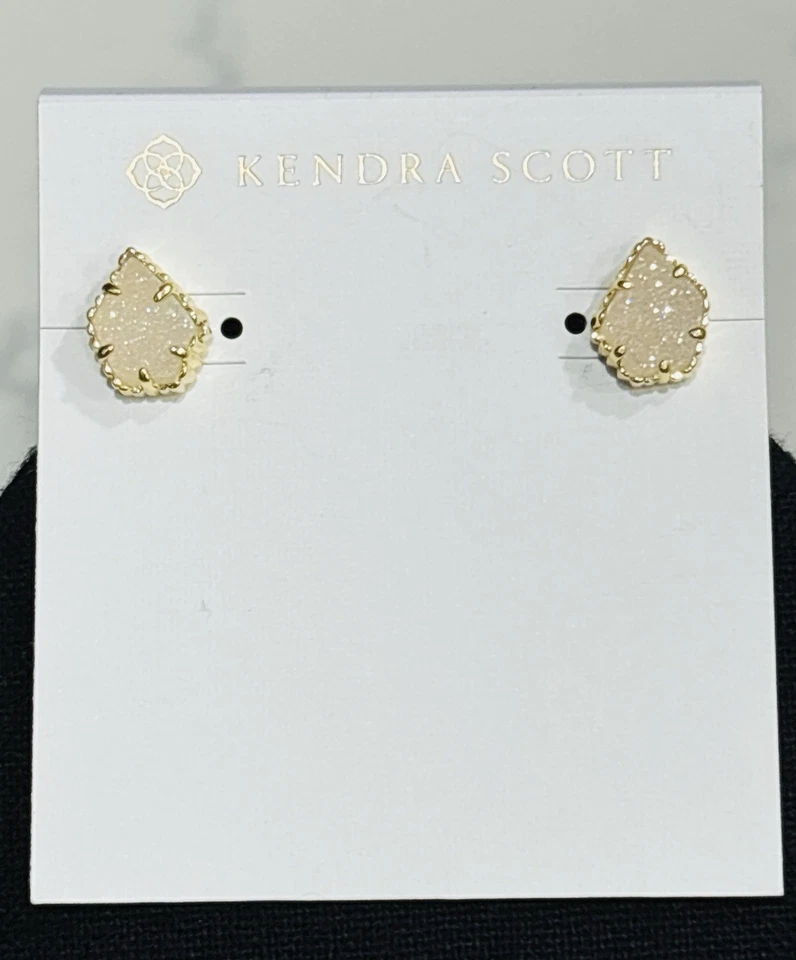 Kendra Scott Tessa Earrings Iridescent Drusy Stud Gold Plated NEW - Image 2 of 4