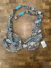 EDA LONDON Snakeskin Bikini Top 32FF UK / 32H US Underwire Halter NWT $86