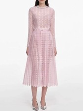 Self-Portrait pink Lace Pleated Two fake dresses Dress Pleated Skirt