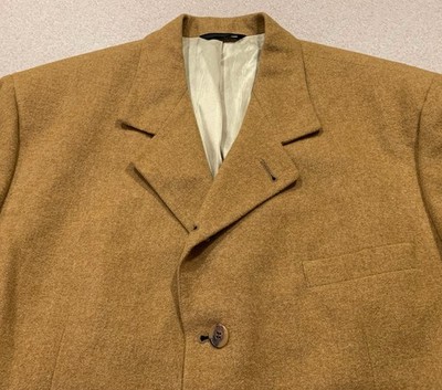 Vintage Bill Blass Tan Camel Hair 5 Button Blazer Jacket Coat Men s 46R USA