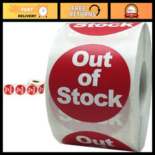 500 Out of Stock Adhesive Stickers - 1.5 Inch Round Labels for Inventory Managem