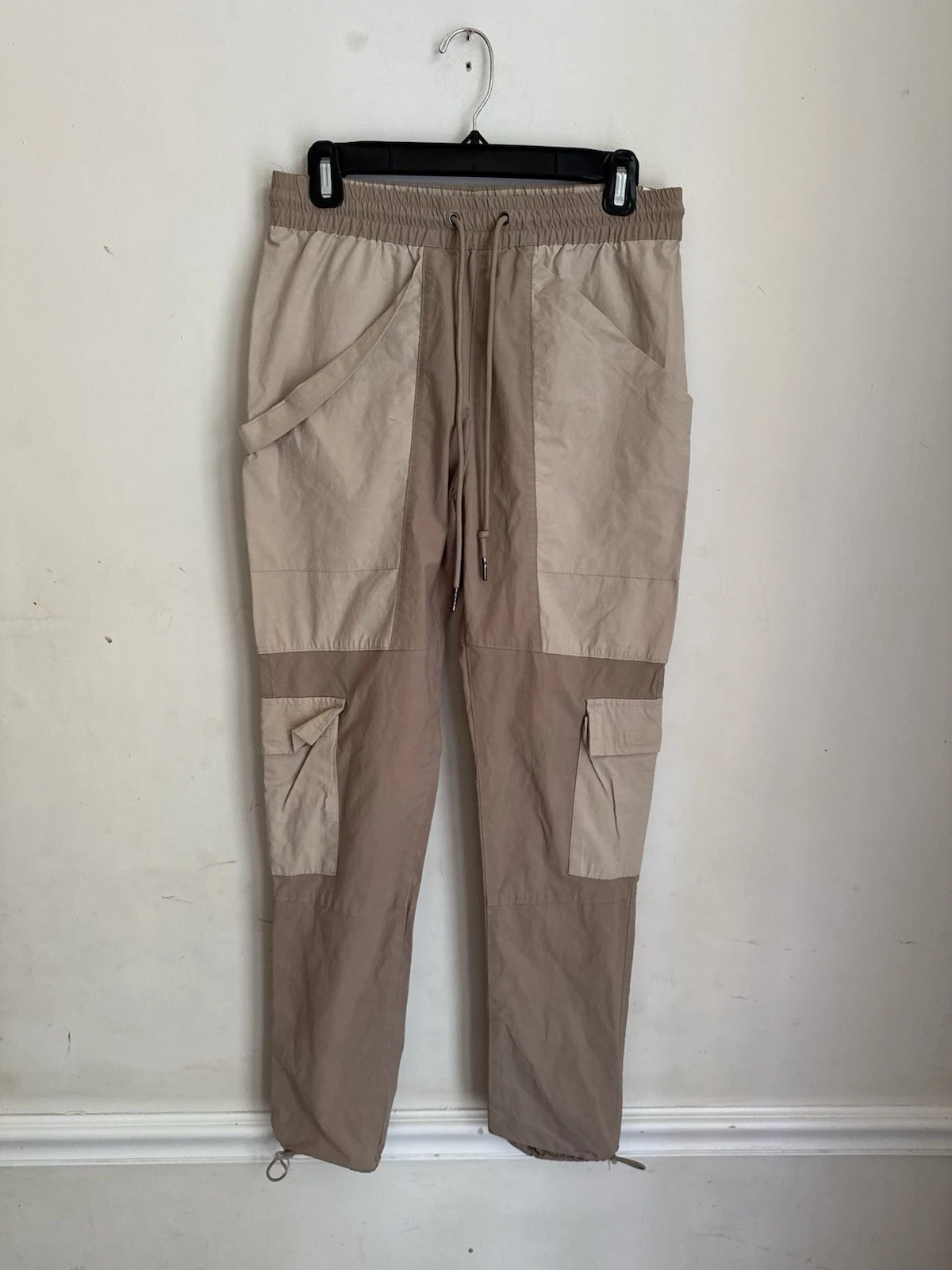 PacSun Tristan Slim Cargo Tan Color Block Jogger Pants S Cotton