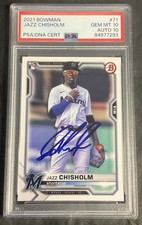 2021 Bowman Baseball Jazz Chisholm Jr. Base RC PSA GEM MINT 10 AUTO 10 POP 1