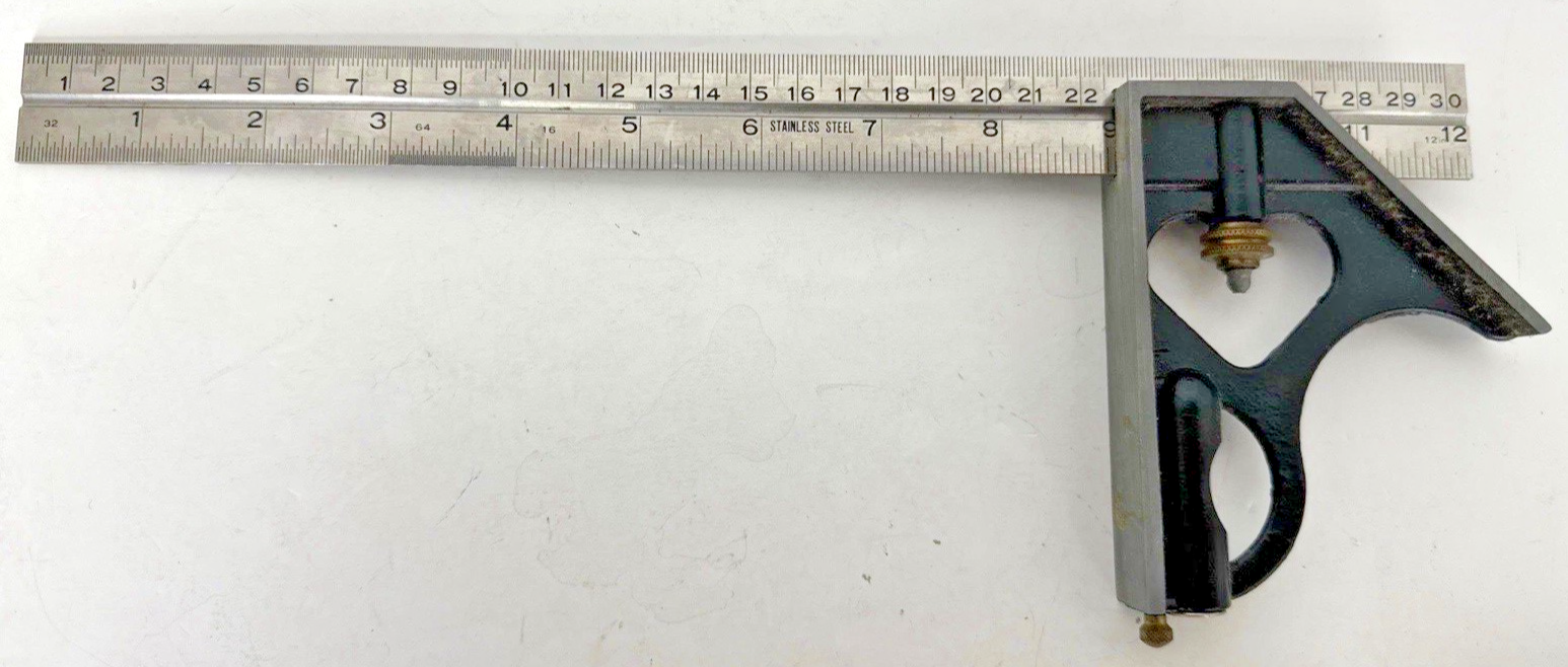 Vintage Combination Square With Stainless Steel 12