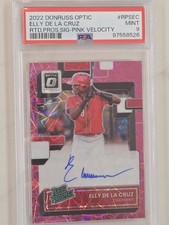 2022 Panini Donruss Optic Elly De La Cruz Pink Velocity RC Auto #/25 PSA 9 MINT