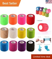 Versatile Self-Adhesive Elastic Bandage Wrap - 12 Assorted Colors, 2x5 Yards