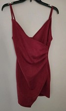 Red Holiday Christmas Fashion Nova Adjustable Dress L Soft Party Corduroy MRP$60