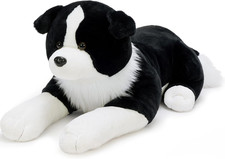 Border Collie Stuffed Animal Giant 39"  Super-Soft Plush Fabric, Durable Reinfo