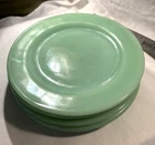 4 Jadite Anchor Hocking Restaurant 6.75" Plates Old Mark Excellent Condition