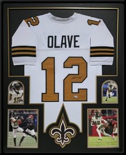 FRAMED NEW ORLEANS SAINTS CHRIS OLAVE AUTOGRAPHED SIGNED JERSEY BECKETT HOLO