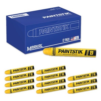 Markal 80221 B Paintstik Solid Paint Ambient Surface Marker, Yellow, 11/16'' x...