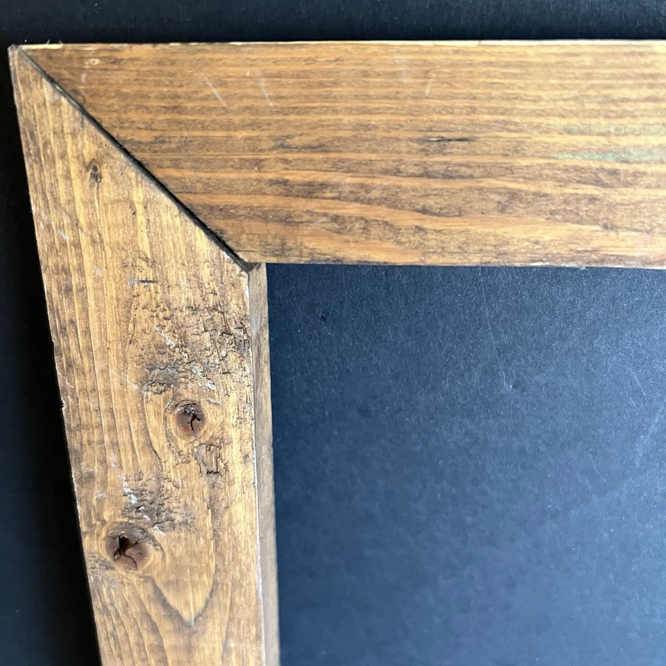 Rustic Wooden Picture Frame Handmade No Glass 12 By 7" Brown Stain Made USA - Image 3 of 4