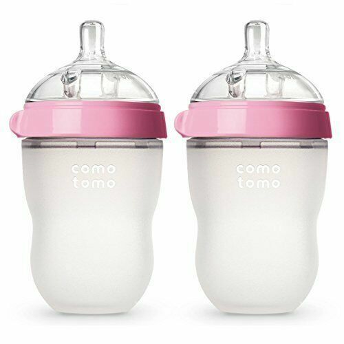 Baby Bottle Girl Colic Comotomo Natural Feel 8oz. 4 PK Pink Mimic