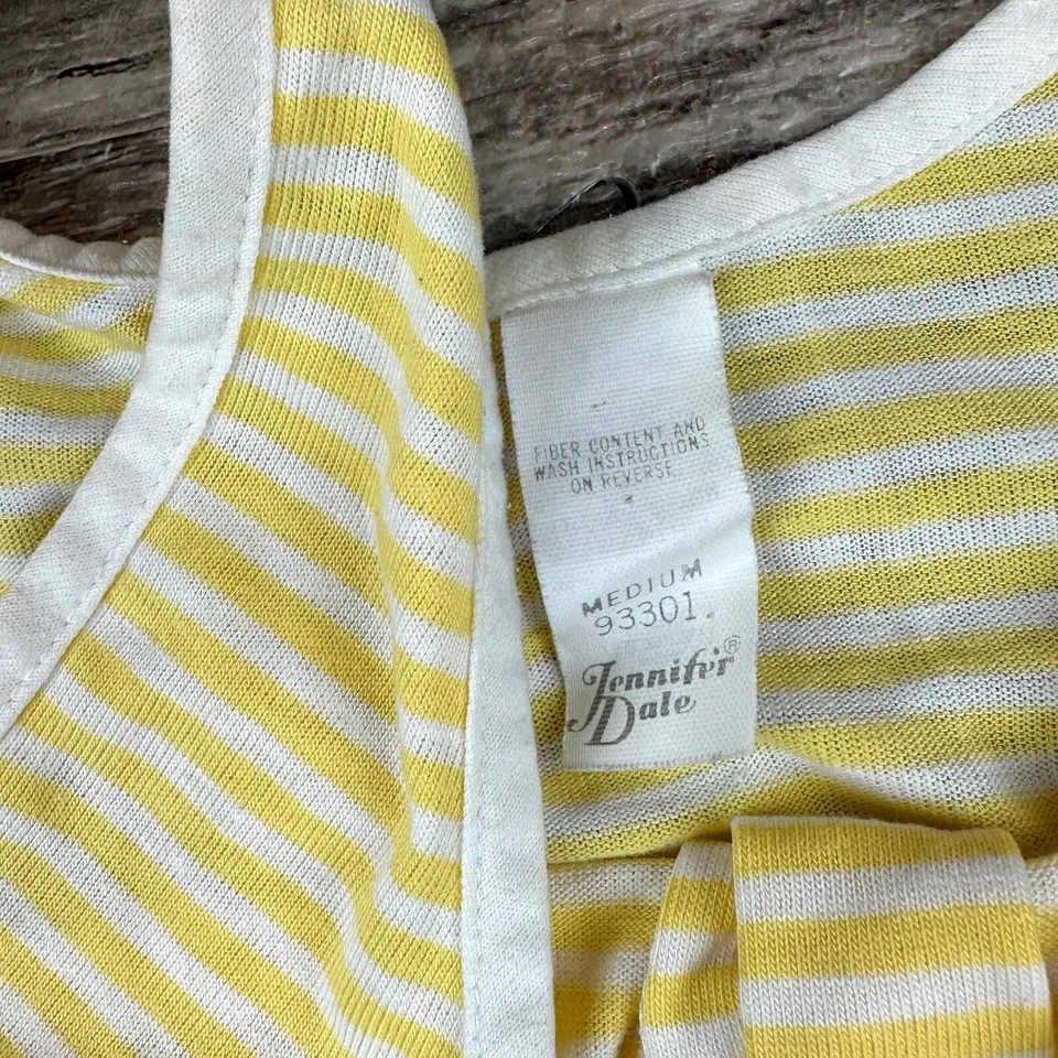 De Colección Jennifer Dale Shortie Conjunto de 2 Piezas Mujer Talla M Mediana Amarillo Rayas Pantalones Cortos Sin Mangas Foto 4 de 4