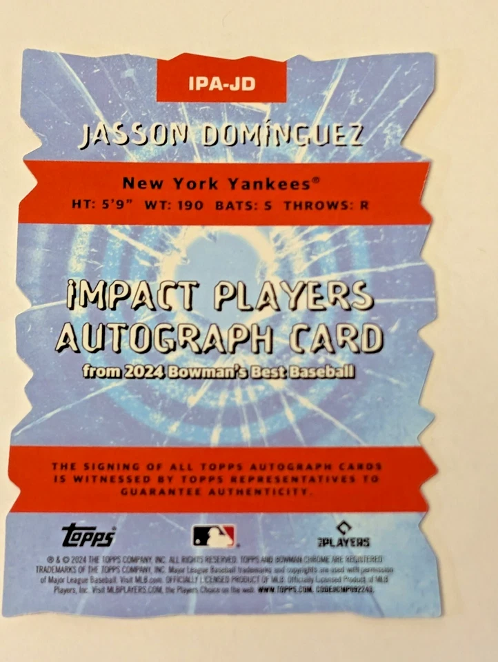Jasson Dominguez 2024 Bowmans Best Impact Players /75 RC Rookie - Image 4 of 4