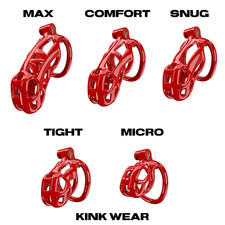 COBRA Chastity Cage Device Premium Kit with 5 Rings 2 keys 5 sizes RED