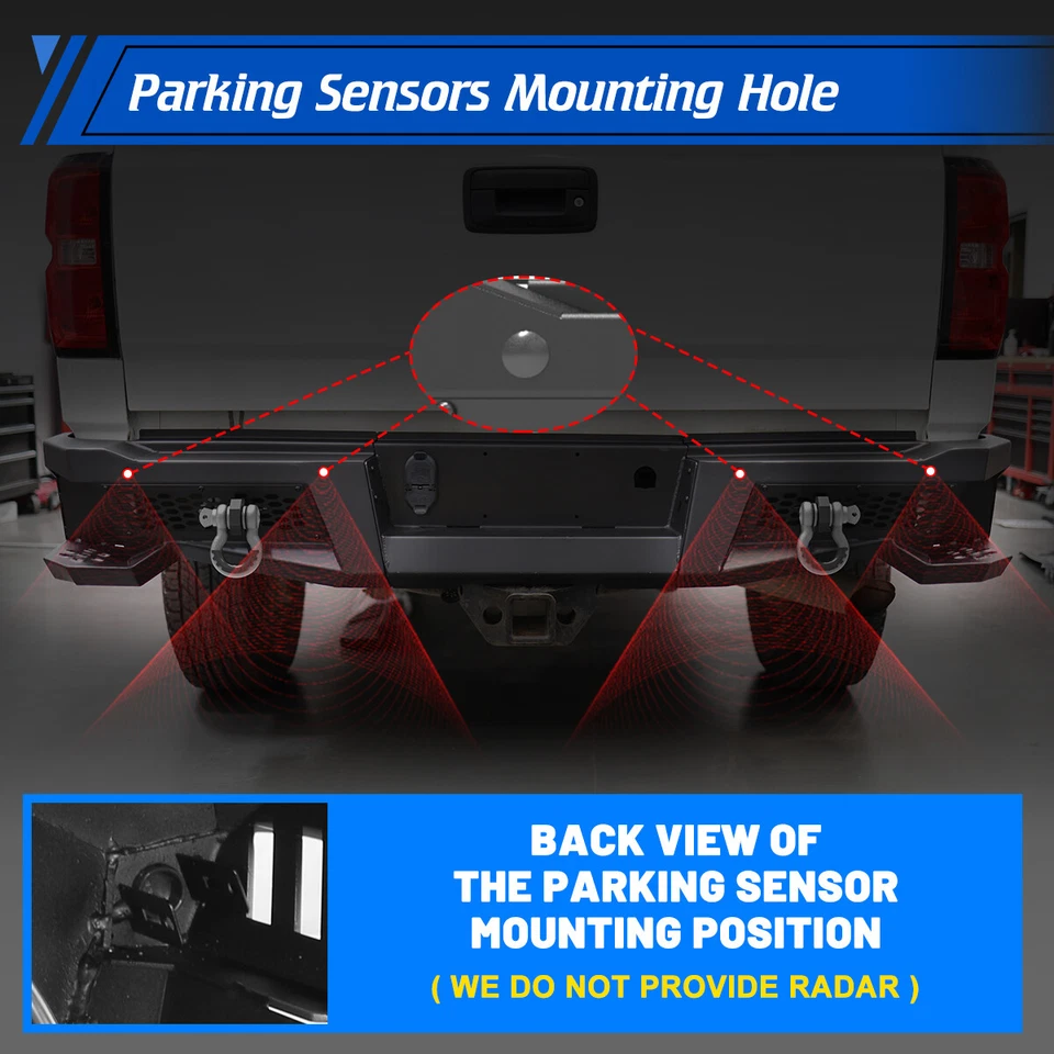 Parachoques trasero negro para Chevy Silverado GMC Sierra 2500 HD 3500 HD 2015-2019 Foto 3 de 4