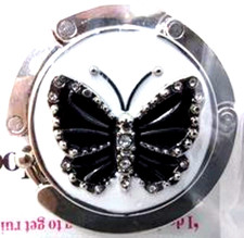 Foldable Handbag Hook Silver-Toned Butterfly Design Sealed