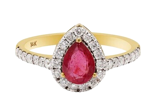 Bague De Mariage En Rubis Simulé Et Diamants - Plaquée Or Jaune 14K, Argent Sterling, Tailles 5-12