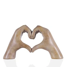 Heart Hand Sculpture, Wood Grain Home Decor Aesthetics for Room Shelf Coffee ...