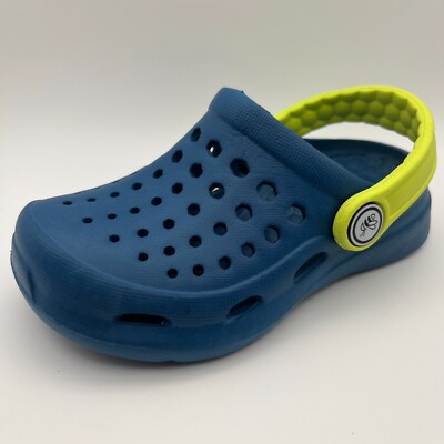 Toddler Boys' Navy Clogs Yellow Strap Slip On Water Garden Shoes Lightweight