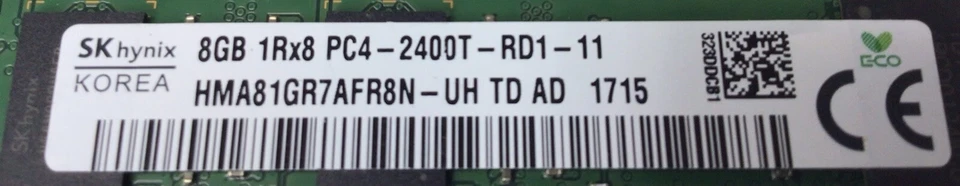 HMA81GR7AFR8N-UH HYNIX 8GB 1RX8 PC4-2400T-R DDR4 MEMORY MODULE (1X8GB) - Image 2 of 3