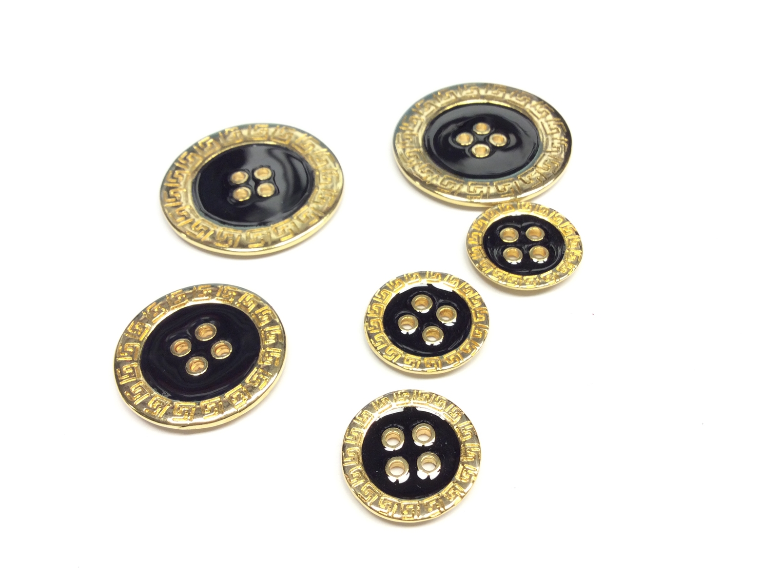 BOTTONE GIOIELLO  QUATTRO BUCHI  ORO LACCATO BLU NOTTE  CM 2,2