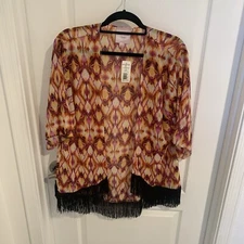 Romeo and Juliet Couture Shawl NWT 140.00 Fuchsia Orange Fringed New W Tags M/L