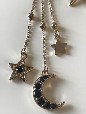 Nib LOVISA GOLD/SAPPHIRE STAR & MOON MISMATCH CELESTIAL EARRINGS