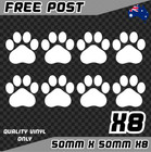 Paw Print X8 Stickers Decal Vinyl Car 50mm Dog Cat Pet Animal Laptop Window Fur