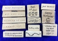 Rubber Stamps Words Lot of 12 Card Making Paper Crafts Phrases Variety Of Sizes