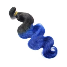 3 bundle + closure 4x4 1b#blue Body Wave Hair Human 14''