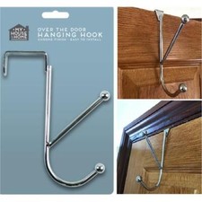 Strong Over The Door Hook Hangers Clothes Coat Rack Hooks Towel Hanger Chrome UK