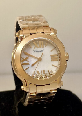 Chopard Happy Sport Rose Gold Mother of Pearl Dial Diamond Ladies Watch 274189