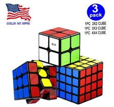 3 Pack  Classic Magic Speed Cube 2x2 3x3 4x4 Puzzle  Fidget Toy Brain Teaser