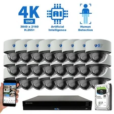 32 Channel NVR 24 4K PoE IP Color Night Vision Microphone Security Camera System