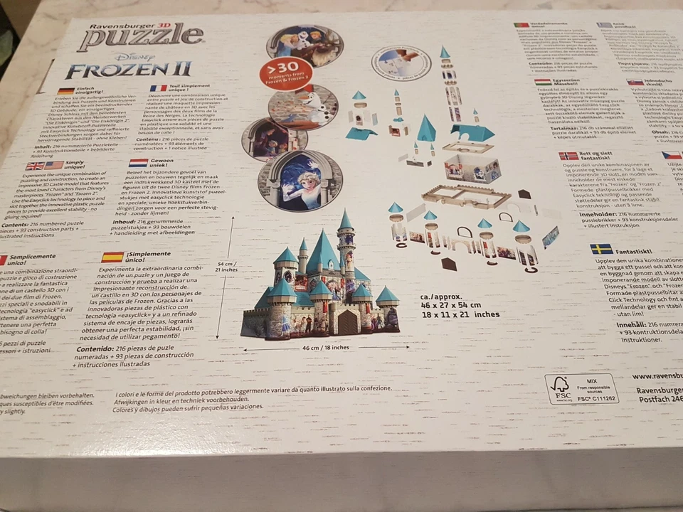 PUZZLE 3D RAVENSBURGER CASTELLO DI GHIACCIO FROZEN 2 DISNEY 111565 - Immagine 3 di 3