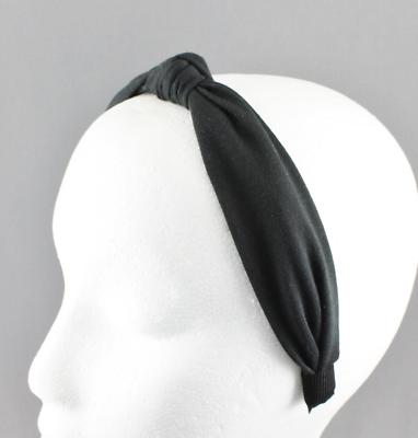 Black knot headband jersey fabric turban knotted hair band accessory grip  teeth