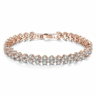 Damen Armband Swarovski Elements Kristall Herz Rosévergoldet Hochglanz