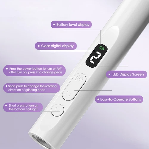 Cordless Electric Nail Drill Machine 3 Speeds Rechargeable Manicure Pedicure Kit - Picture 11 of 16