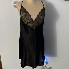 Victoria  s Secret Chemise Black Lace Trim size L