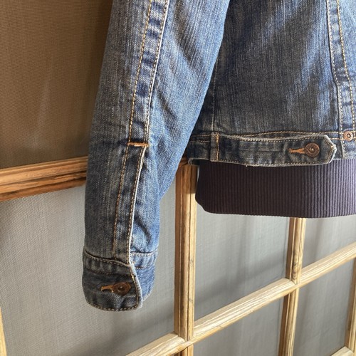 Vintage 90's Dickies Women's Blue Denim Jacket Size M 20x25, Black Quilted Liner - Picture 9 of 11