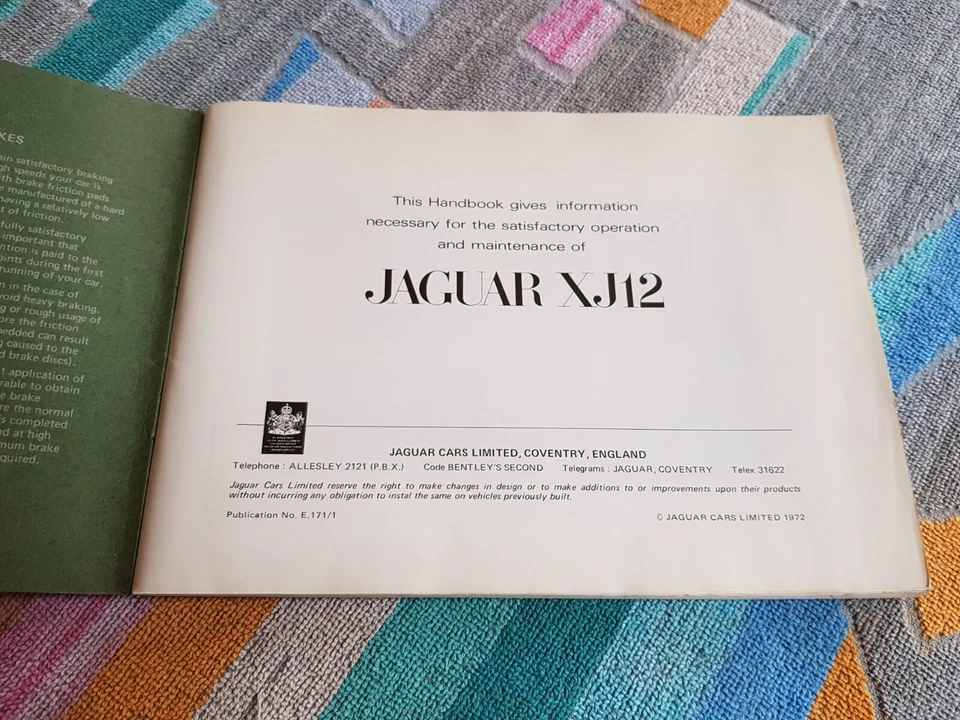 Jaguar XJ12 Series 1 1972 Handbook Owners Manual + Charts VGC FREE POST V12 5.3 - Image 3 of 4