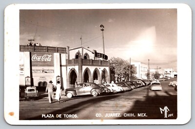 Postcard RPPC Mexico Chihuahua Juarez Plaza de Toros Coca Cola c1957  26U