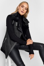 Lts Tall Faux Fur Trim Aviator Gilet